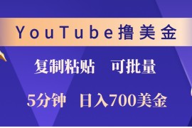 每日YouTube复制粘贴撸美金，5分钟熟练，1天收入700美金！收入无上限，可批量！福缘网