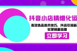 赚钱项目（13646期）抖音小店精细化运营：高效选品选类技巧，抖店引流新玩法，实现销量倍增12-12中创网