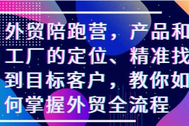 实战外贸陪跑营，产品和工厂的定位、精准找到目标客户，教你如何掌握外贸全流程福缘网