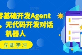 每日Coze零基础开发Agent智能体，无代码开发对话机器人便宜08月06日冒泡网VIP项目