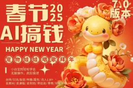 2024最新AI春节搞钱7.0升级版，蝴蝶号超火爆萌宠唱歌拜年，AI一键制作，每日轻松十分钟 月挣米1W+12-18冒泡网