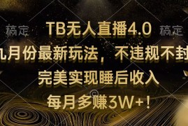 每天（12513期）TB无人直播4.0九月份最新玩法不违规不封号完美实现睡后收入每月多赚3W+09-08中创网