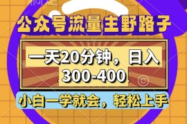 实战（12866期）公众号流量主野路子玩法，一天20分钟，日入300~400，小白一学就会中创网