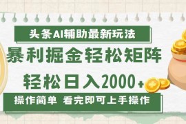 最新项目（13601期）今日头条AI辅助掘金最新玩法，轻松矩阵日入2000+12-07中创网