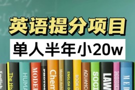 创业项目英语提分项目，100%正规项目，单人半年小20w便宜07月24日冒泡网VIP项目