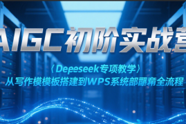 AIGC初阶实战营：Deepseek专项教学，从写作模板搭建到WPS系统部署全流程