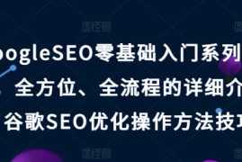 热门项目GoogleSEO零基础入门系列教程，全方位、全流程的详细介绍了谷歌SEO优化操作方法技巧，07月03日冒泡网VIP项目