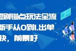 赚钱项目番茄短剧锚点玩法全流程，新手从0到1，出单快，前景好10-07冒泡网