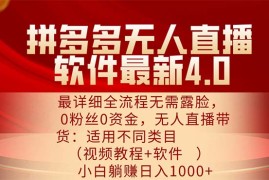 实战（11891期）拼多多无人直播软件最新4.0，最详细全流程无需露脸，0粉丝0资金，小白…便宜08月01日中创网VIP项目