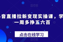 抖音直播拉新变现实操课，学会一周多挣五六百，06月25日冒泡网VIP项目