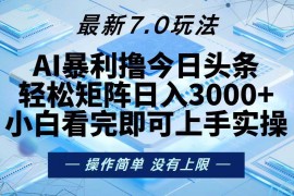 简单项目（13125期）今日头条最新7.0玩法，轻松矩阵日入3000+中创网