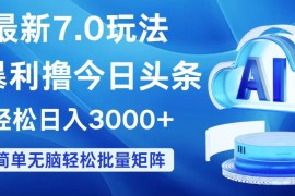 热门项目（12312期）今日头条7.0最新暴利玩法，轻松日入3000+08-25中创网