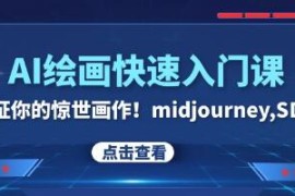 AI绘画快速入门课，见证你的惊世画作！midjourney,SDS对比抖音号运营