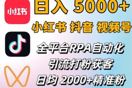 赚钱项目（12421期）小红书、抖音、视频号RPA全自动矩阵引流截流获客工具，日均2000+精准粉丝09-02中创网