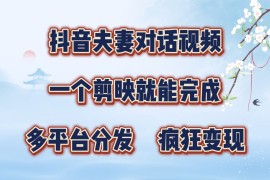 赚钱项目抖音夫妻对话视频，一个剪映就能完成，多平台分发，疯狂涨粉变现08-25福缘网