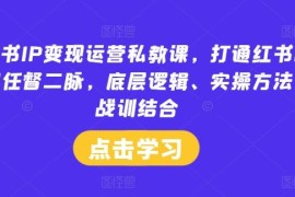 每日小红书IP变现运营私教课，打通红书IP变现任督二脉，底层逻辑、实操方法、战训结合08-16冒泡网