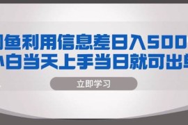 最新项目（13170期）闲鱼利用信息差日入500+小白当天上手当日就可出单中创网