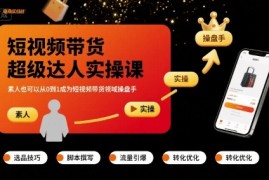 短视频带货超级达人实操课，素人也可以从0到1成为短视频带货领域操盘手