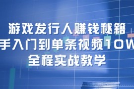 每日游戏发行人赚钱秘籍：新手入门到单条视频10W+，全程实战教学08-27福缘网