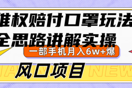 赚钱项目维权赔付口罩玩法，小白也能月入6w+，风口项目实操09-19福缘网