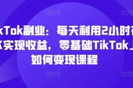 每日TikTok副业：每天利用2小时在TK实现收益，零基础TikTok上如何变现课程便宜07月29日冒泡网VIP项目