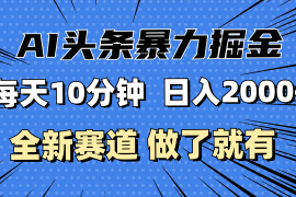 2024最新（12490期）最新AI头条掘金，每天10分钟，做了就有，小白也能月入3万+09-06中创网