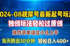 创业项目08月视频号最新起号玩法，独特方法过原创日入三位数轻轻松松【揭秘】08-22冒泡网