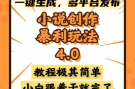 每天（13706期）小说创作暴利玩法4.0，一键生成，多平台发布，课程极其简单，小白一学&#8230;12-17中创网