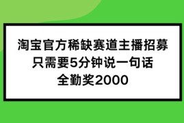 最新项目淘宝官方稀缺赛道主播招募，只需要5分钟说一句话，全勤奖2000【揭秘】08-17冒泡网