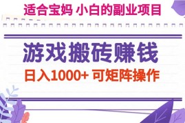 创业项目（11676期）游戏搬砖赚钱副业项目，日入1000+可矩阵操作便宜07月18日中创网VIP项目