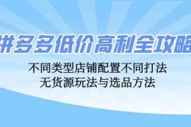 热门项目拼多多低价高利全攻略：不同类型店铺配置不同打法，无货源玩法与选品方法福缘网