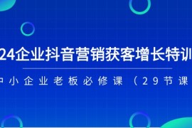 创业项目2024企业抖音营销获客增长特训营，中小企业老板必修课（29节课），07月02日福缘网VIP项目