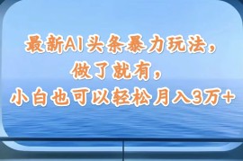 每天（12208期）最新AI头条暴力玩法，做了就有，小白也可以轻松月入3万+便宜08月19日中创网VIP项目