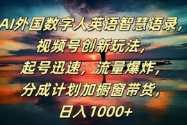 每天AI外国数字人英语智慧语录，视频号创新玩法，起号迅速，流量爆炸，日入1k+【揭秘】08-31冒泡网