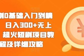 简单项目短剧0基础入门到精通，日入300+无上限，超火短剧项目教程及详细攻略11-20冒泡网