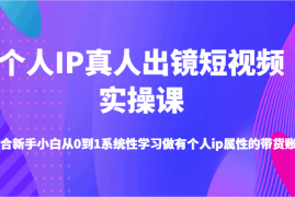 创业项目个人IP真人出镜短视频实操课-适合新手小白从0到1系统性学习做有个人ip属性的带货账号便宜08月19日福缘网VIP项目