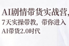 AI剧情带货实战营，7天实操带教，带你进入AI带货2.0时代