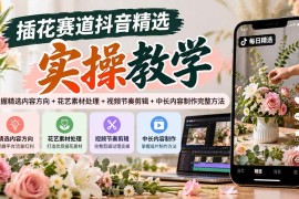 （20775期）插花赛道抖音精选实操教学：掌握精选内容方向+花艺素材处理+视频节奏剪辑+中长内容制作完整方法