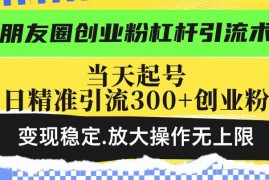 手机项目朋友圈创业粉杠杆引流术，当天起号日精准引流300+创业粉，变现稳定，放大操作无上限02-17冒泡网