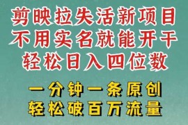 实战剪映模板拉新，拉失活项目，一周搞了大几k，一分钟一条作品，无需实名也能轻松变现，小白也能轻松干03-04冒泡网