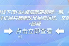 赚钱项目亚马逊线下课FBA精品陪跑最新一期，亚马逊严抓评论合并措施以及全新玩法，文档资料+音频01-23冒泡网