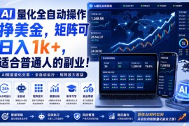 AI量化全自动操作挣美金，矩阵可日入1k+，适合普通人的副业！【揭秘】