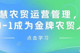 创业项目智慧农贸运营管理，从0-1成为金牌农贸人01-17冒泡网