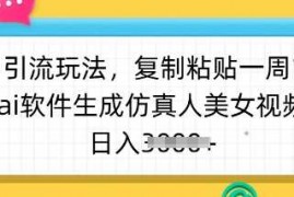 手机项目暴力引流玩法，复制粘贴一周1w粉，ai软件生成仿真人美女视频，日入多张03-12冒泡网