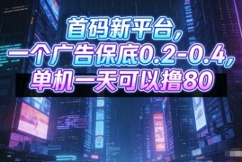 首码新平台，一个广告保底0.2-0.4，单机一天可以撸80，可矩阵操作【揭秘】