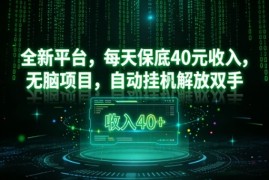 全新平台，每天保底40米收入，无脑项目，自动挂G解放双手【揭秘】