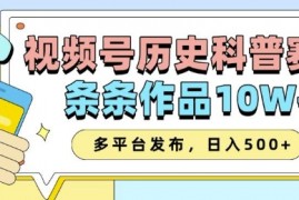 热门项目2025视频号历史科普赛道，AI一键生成，条条作品10W+，多平台发布，助你变现收益翻倍01-14冒泡网