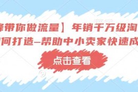 每天【冷锋带你做流量】年销千万级淘系商家如何打造–帮助中小卖家快速成长02-08冒泡网