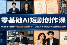 零基础AI短剧创作课：MJ提示词精讲+图生图控图技巧，小白从零做出高清连贯短剧视频