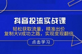 每天（13954期）抖音投流实战课，轻松获取流量，精准出价，复制大V成功之路，实现变现翻倍01-13中创网